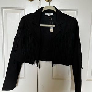 Faux Suede Fringe Jacket